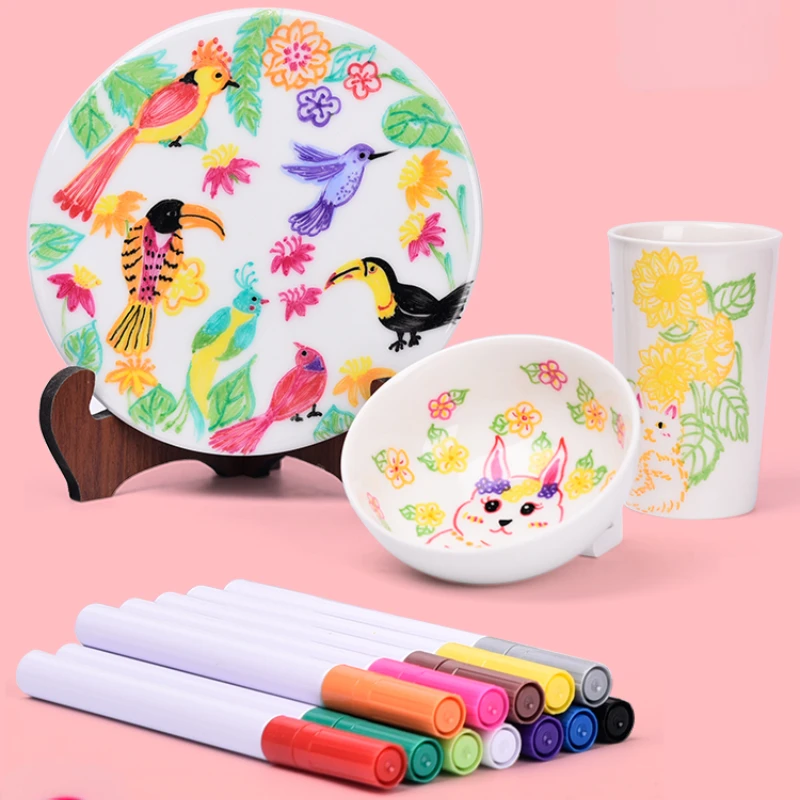 

Pottery DIY Ceramic Painting Pen Painting Equipment Glaze Color Special 12-color Pigment Ceramic Markers