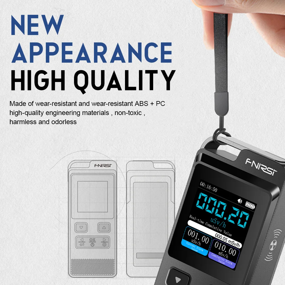 FNIRSI GC-02 Geiger Counter Nuclear Radiation Detector Personal Dosimeter X-ray γ-ray Radioactivity Tester Marble Detector 5