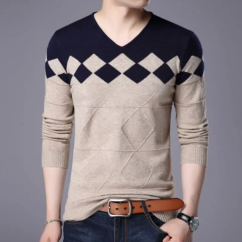 Autumn Winter KPOP Fashion Style Harajuku Slim Fit Tops Loose Casual All Match Knitwear Insert V Neck Thick Long Sleeve Sweaters