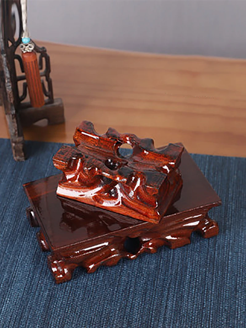 Rectangular Solid Wooden Carving Crafts, Vase Ornaments, Wood Block Floor Base, Bonsai Teapots, Aquarium Pedestal, Display Sta