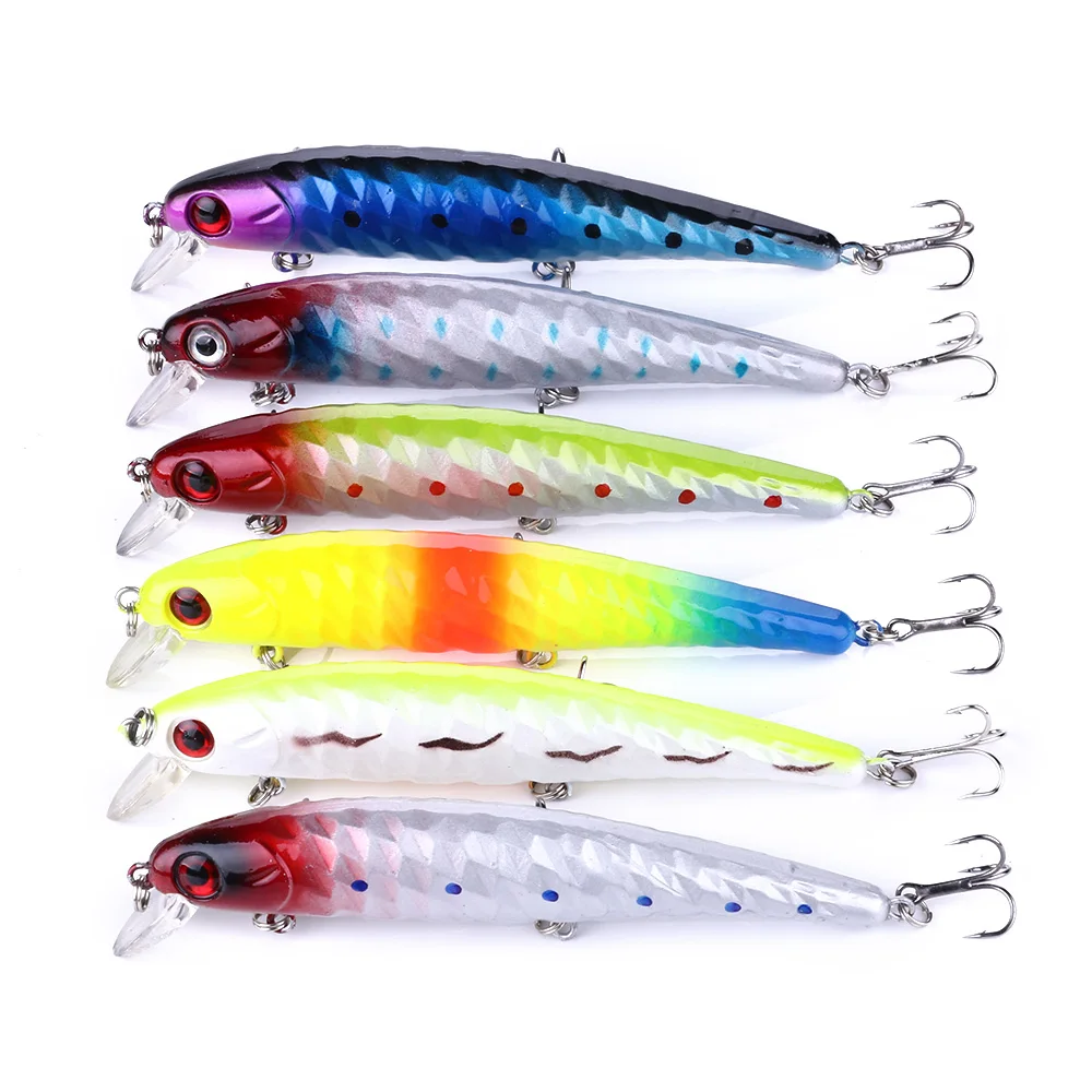 

6pcs Floating Minnow Fishing Lure Hard Lures for Fishing Artificial Bait 3D Eyes Fishing Wobblers Crankbait 12cm 15g