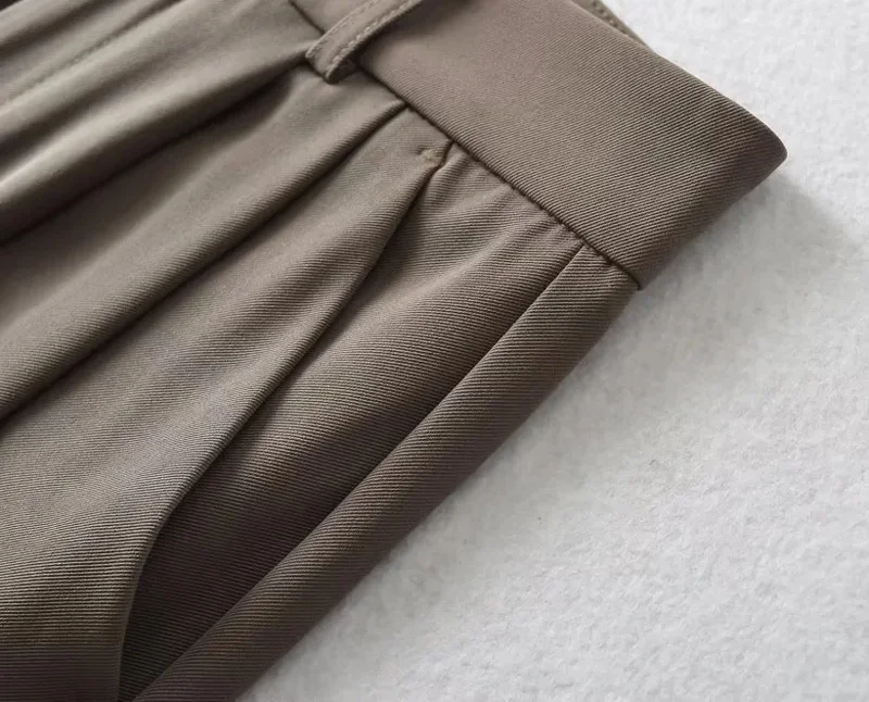 Women Slouchy Pleat Details Tailored Trouser