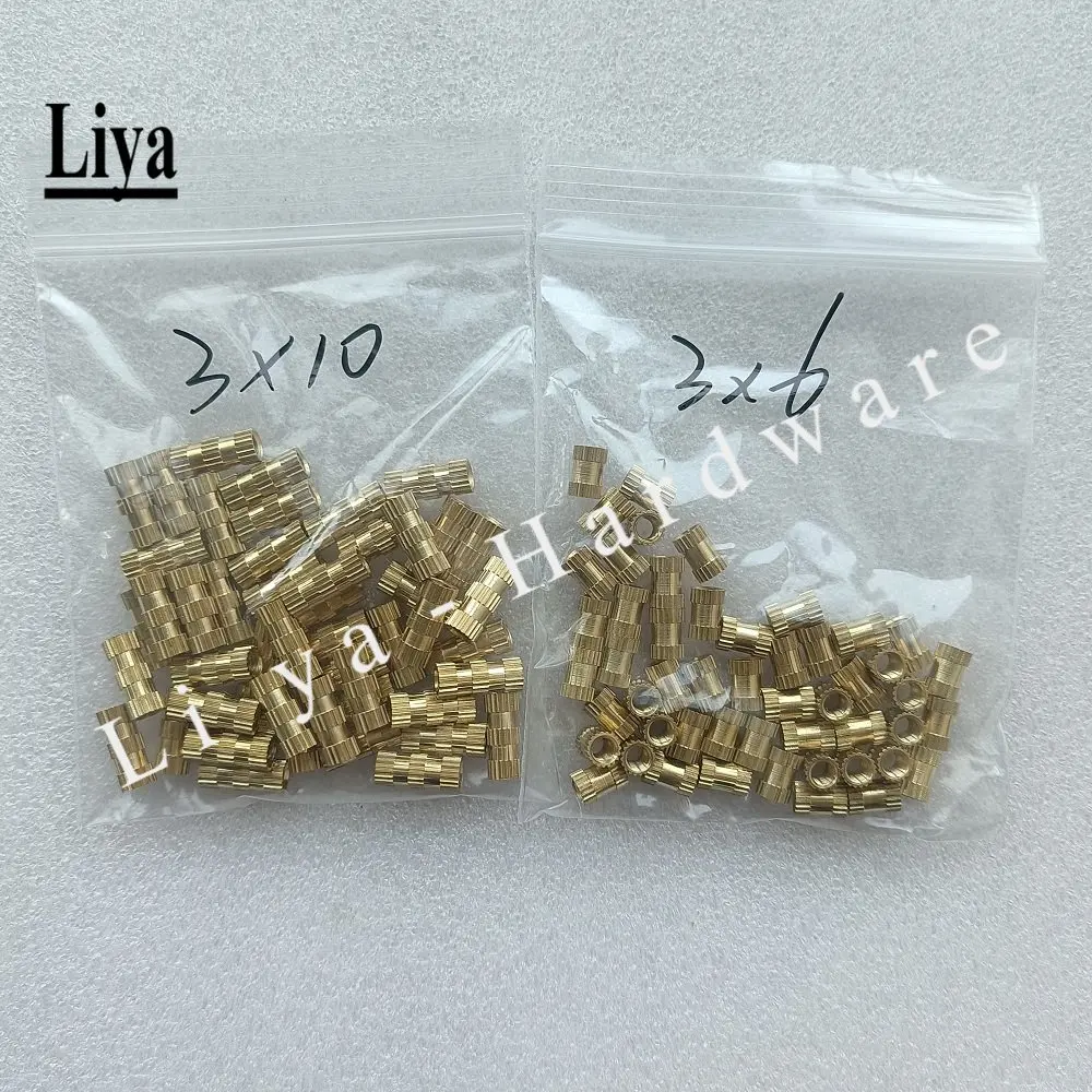 Yinpecly 100pcs Brass Knurled Insert Nuts - M8 X 8 X 10mm, Female Thread Embedment Nuts For Injection Molding