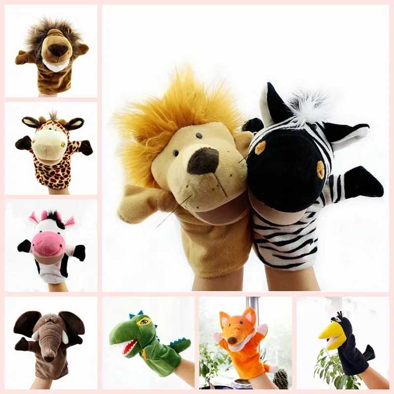 Stuffed Plush Animals Toys Hand Finger Story Puppet Kawaii Dolls Educational Baby Toys Lion Elephant Bunny Monkey Children GIft free shipping kawaii dolls stuffed animals