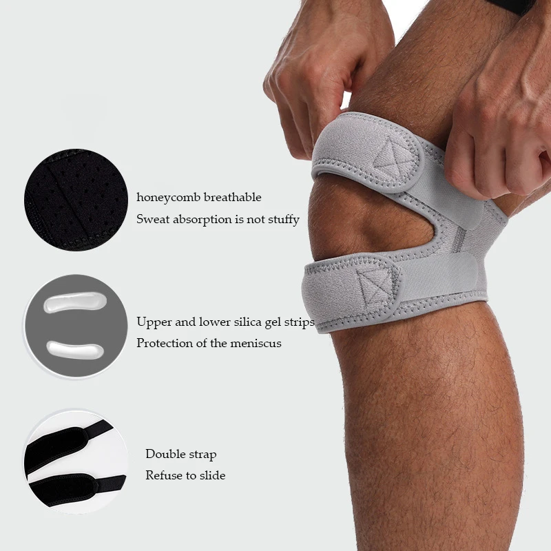 1pc Built-in Silicone Adjustable Patella Belt Shock Absorption Breathable Non-slip Knee Belt to Relieve Joint Wear Knee Belt