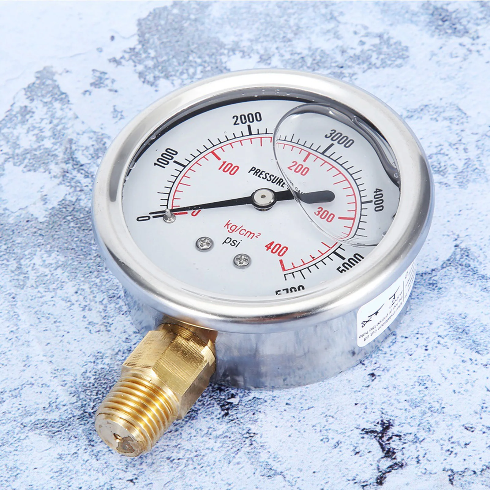 Fuel Pressure Gauge 0‑5700PSI Liquid Filled Pressure Gauge Hydraulic ...