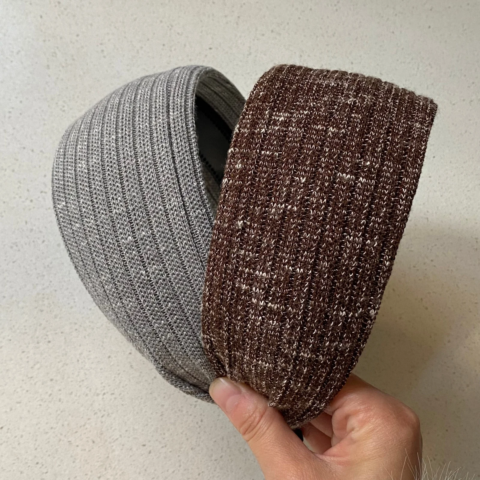 1PC Autumn Knit Headbands, Yellow & Brown & Gray Ribbed Hair Bands, Cozy Cottagecore Wide Head Wraps For Women