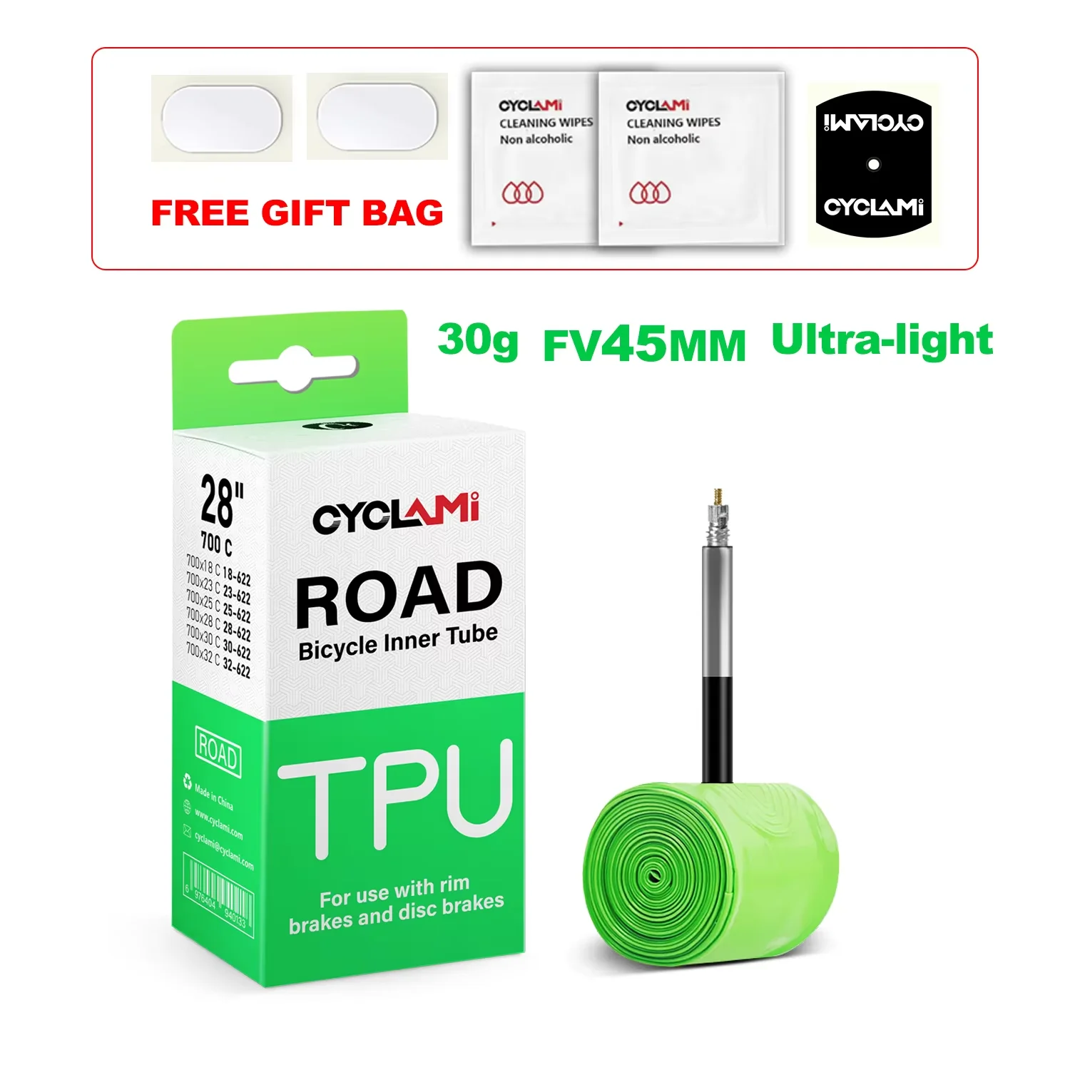 CYCLAMI Ultralight TPU Bike Inner Tube with French Valve