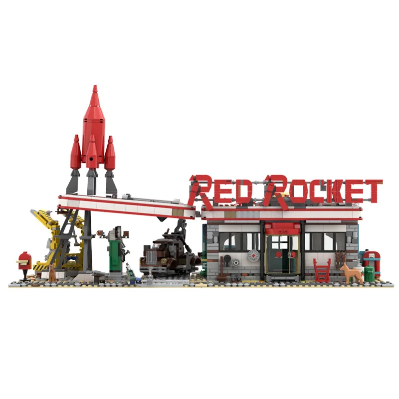

NEW 1994PCS City Hot Selling Street View Moc Modular Red Rocket Gas Station DIY creative ideas Children Toy birthday Gift Blocks