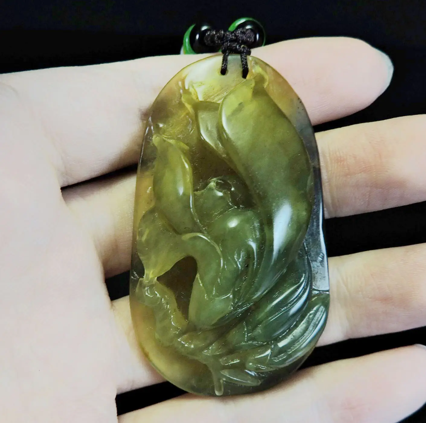 Jade Jewelry Natural Jade Pendant Necklace Hand-Carved orchid flower Jadeite Necklace Pendant Gift No Treatment 171j
