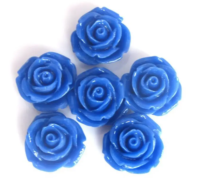 

50pcs Royal Blue Resin Flower Beads Flatback with hole 20mm for Women's Chunky Necklace Bracelet Jewelry Making Accessories
