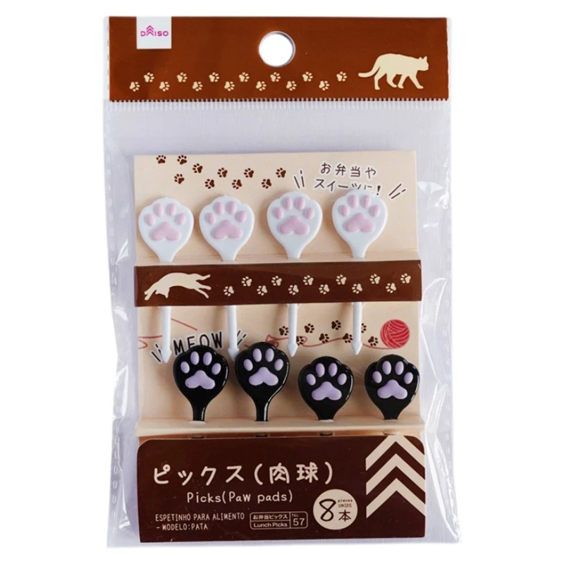 

A0KC 8 шт. животное для кошачьей лапы, вилка для фруктов, мини-мультяшная детская закуска, торт, десерт, зубочистка, бенто,