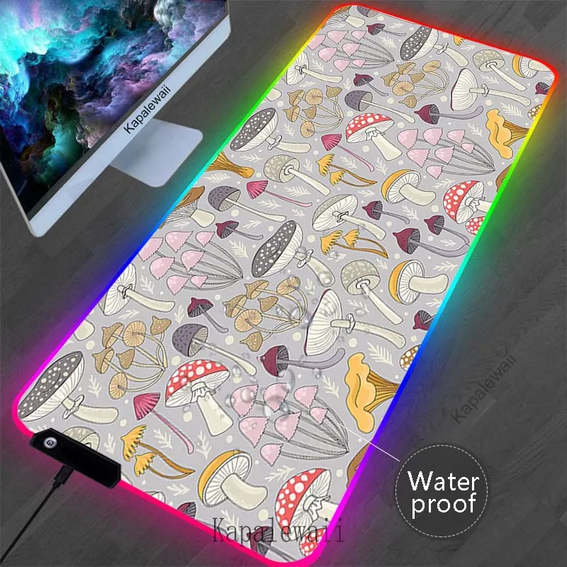 

RGB Flower Large Mouse Pad LED Backlit Lock Edge Mouse Mat XXL Soft Mouse Mat Non-slip Rubber Waterproof Table Mats Keyboard Pad