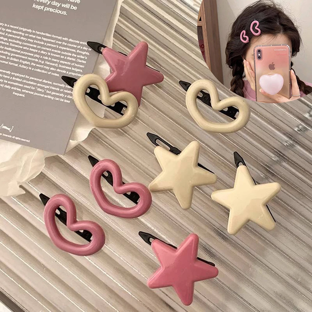 Korean New Y2K Hairpin Star Hair Clips Summer Sweet Five-pointed Star Bangs Alligator Clip Headress Hair Accessories for Women