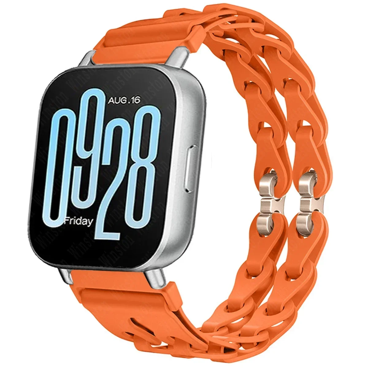 Stylish Chain Strap Silicone Band Bracelet for Smartwatch Replacement, 22mm Wristband