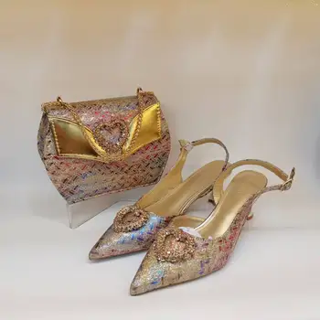 Italian Shoes and Bags Matching Set Women Heel Party Italian Design Wedding High Heels With Match Bags Good Quality 1