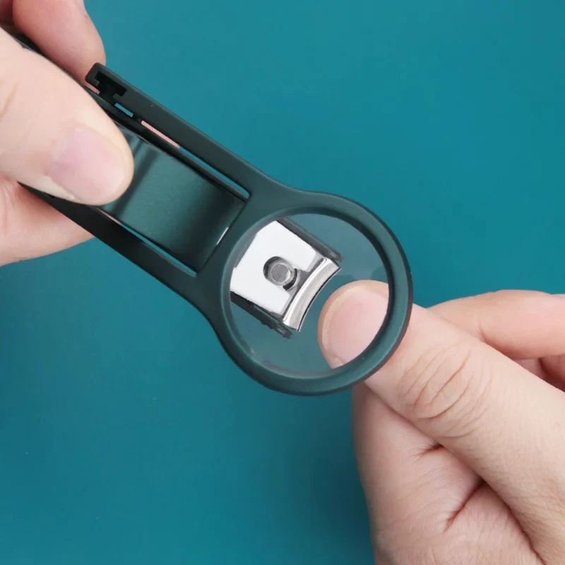 Nail Clipper with Magnifying Glass The Elderly Practical Stainless Steel Nail Clipper Anti-splash Beauty Big Tool Gift