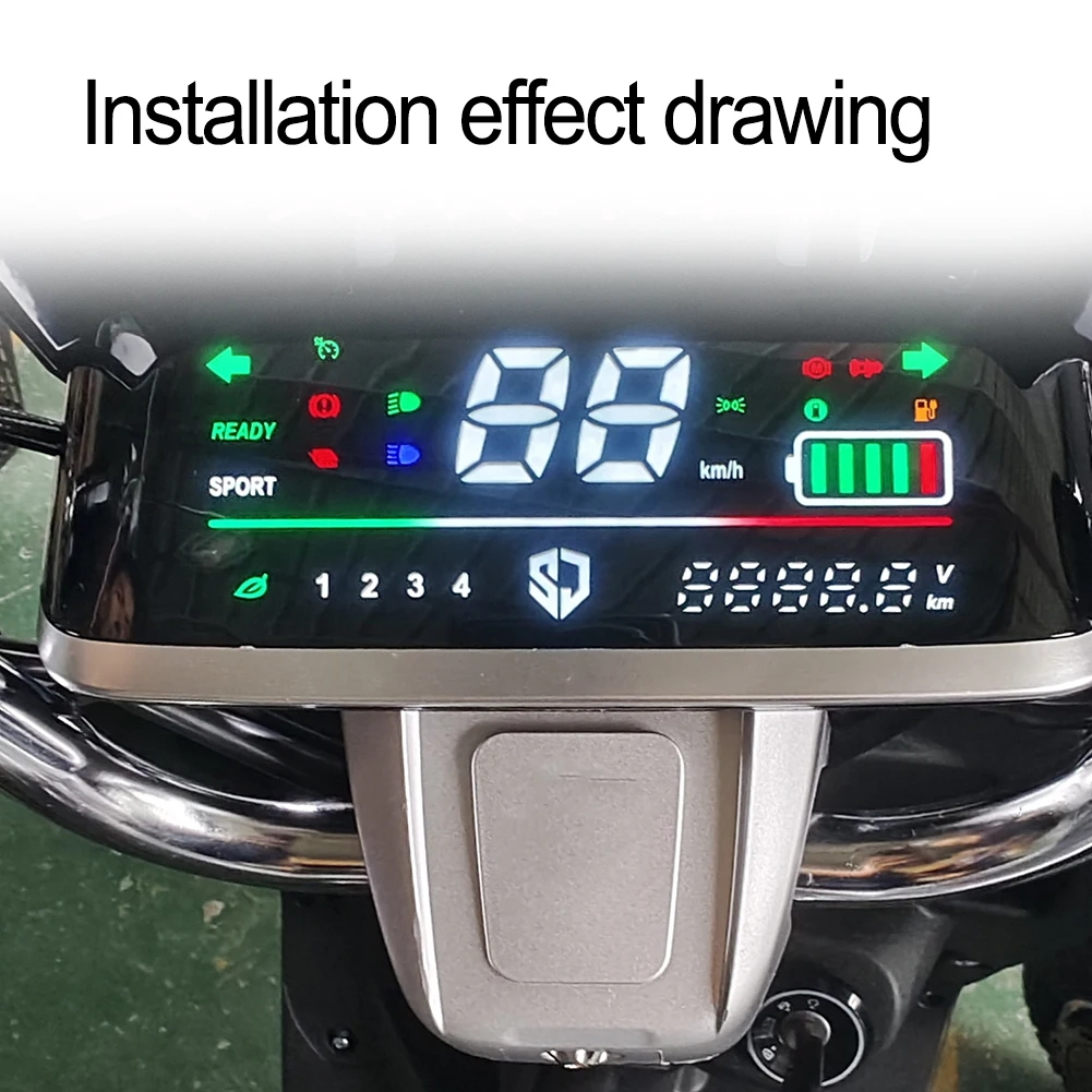 Enhanced Electric Bike LCD Speedometer Screen for E-Bicycles and Scooters, 48-72V Display
