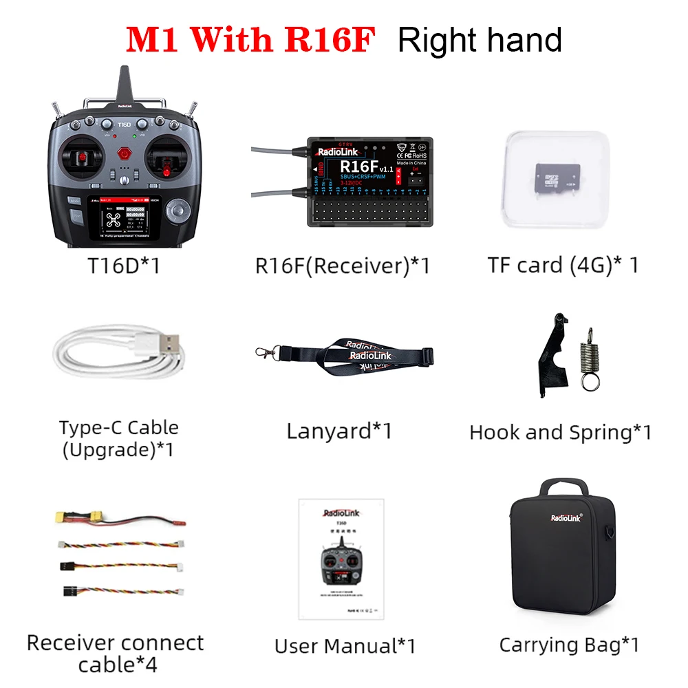 ตัวเลือกสินค้า เครื่องส่ง-รับสัญญาณโดรน 16 ช่อง 2.4G ตอบสนอง 3ms สำหรับ FPV Racing