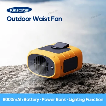 8000mAh Outdoor Waist Fan Portable Multifunctional Camping Fan Bladeless Hanging Neck Fan with Power Bank LED Lighting 1