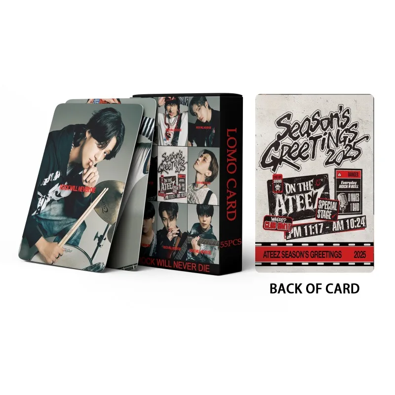 Kpop ATEEZ 2025 SEASON&rsquo;S GREETINGS Lomo Cards album cards 55pcs/set High Quality HD Print Photocards for Fans Collection