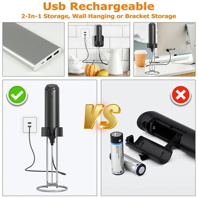 Mousseur à lait électrique rechargeable usb avec support de