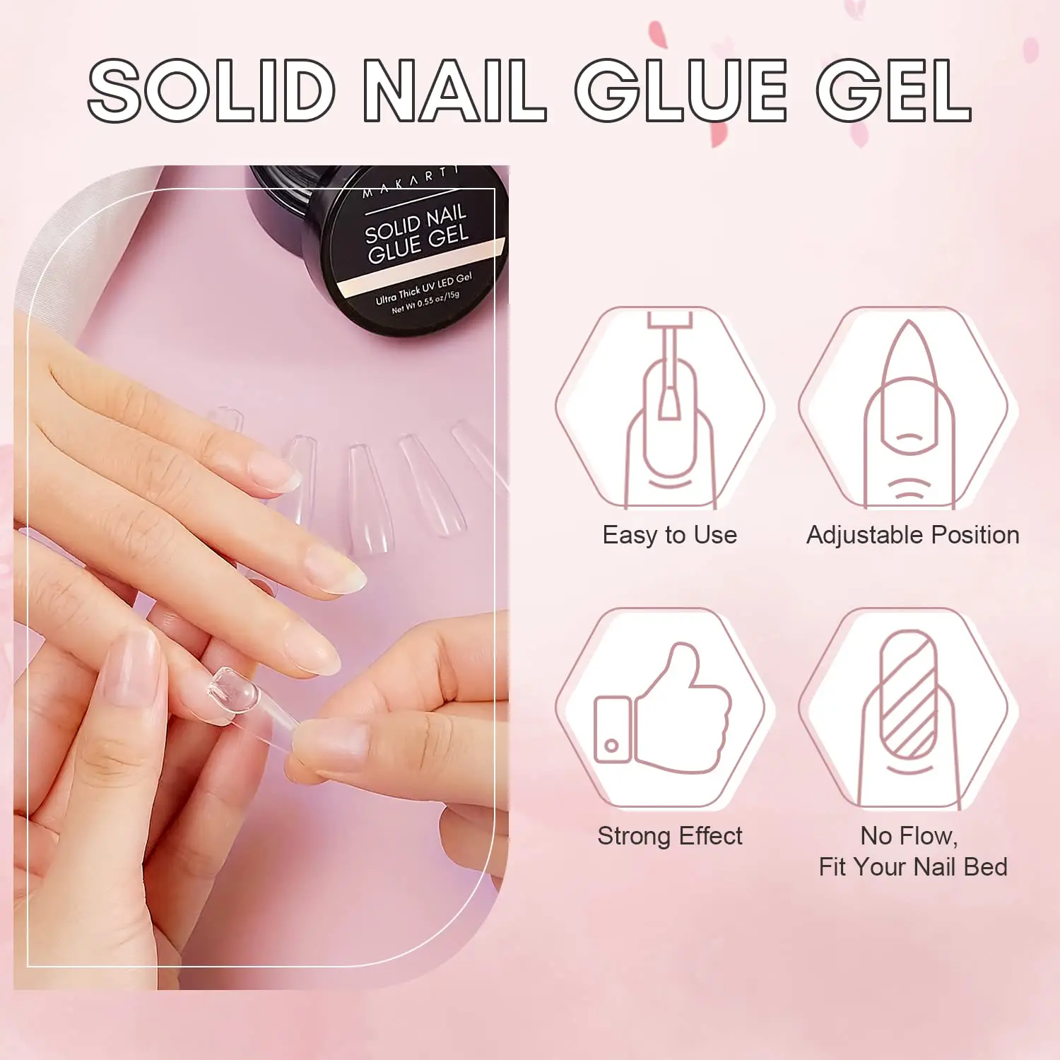 Nail Glue Solid Nail Gel Glue For Soft Gel Nail Tips Clear Acrylic Tips Solid Glue For Press On Nails Fake Nails