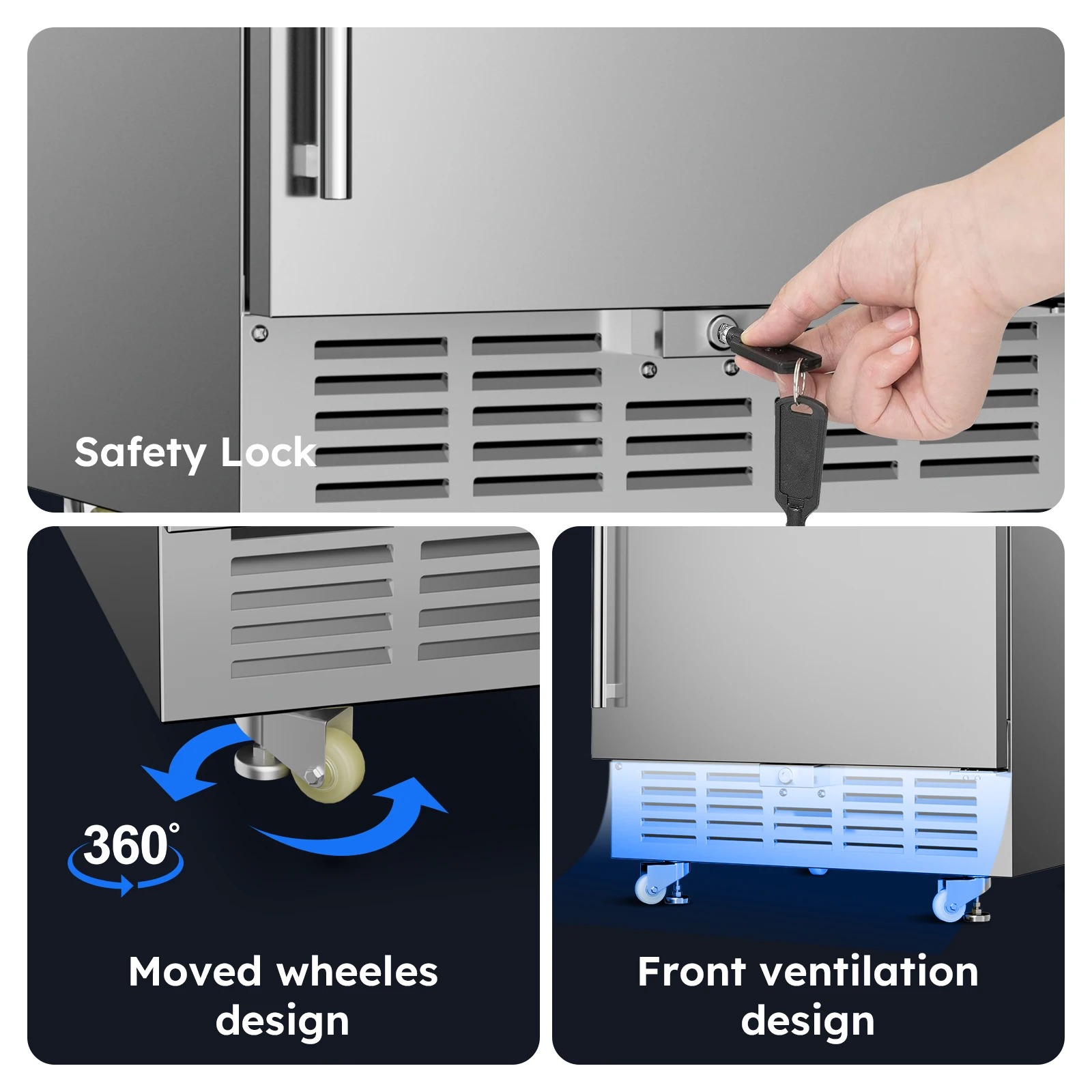 24 Inch Beverage Refrigerator Weather Proof Stainless Steel Beverage Fridge Cooler for 180 Cans, Built-in/Freestanding