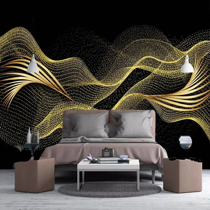 

Custom 3D Photo Wallpaper for Wall Art Modern Creative Black Golden Smoke Silk Cloth Bedroom Living Room Mural Paper Home Decor