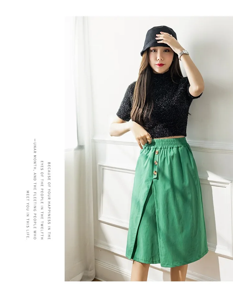 Wide-Legged Culottes Junior High School Students Summer Thin Loose Fashion Thin Casual Trousers Five-Point Shorts cute skirts