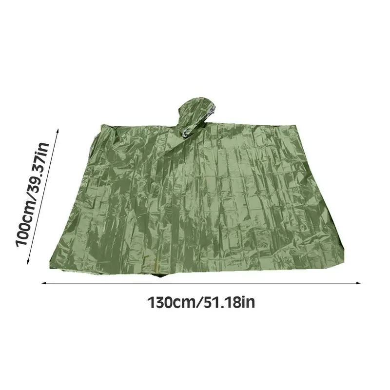 Emergency Waterproof Raincoat Aluminum Film Disposable Poncho Insulation Rainwear Blankets Camping Survival Rain Coat Equipment