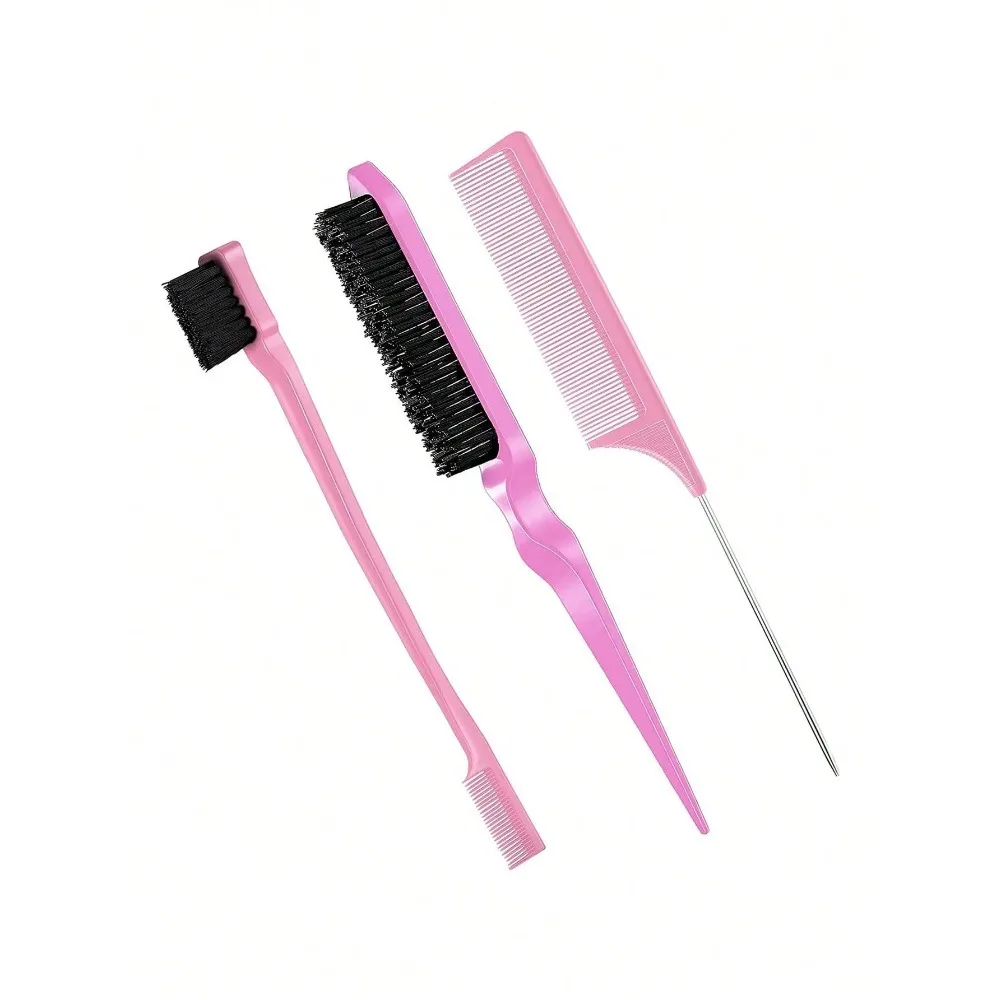 3pcs Hairdressing Tools Pointed Tail Comb Dual Head Eyebrow Brush Triple Row Comb Coiler Hair Salon Styling Comb