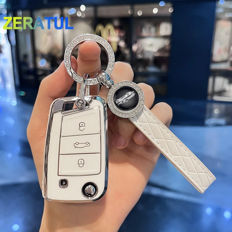 스코다 옥타비아 코디아크 카록 좌석 아테카 레온용 쉘 가방, 폭스바겐 VW 폴로 파사트 골프 7 MK7 티구안 TPU 자동차 키 케이스 커버 