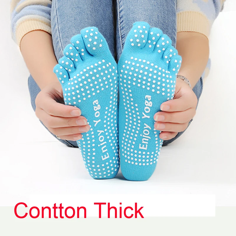 New Brand Enjoy Yoga Skidproof 5 Toe Socks Cotton winter women Calcetines 7 colors Gym Sport Exercise