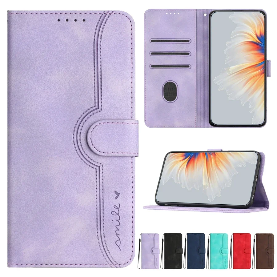 Wallet With Card Slot Kickstand Smile Magnetic Flip Leather Case For iPhone Air 17 Pro Max 17e 16e 16 15 Plus 14 13 12 11 XR 8 7 1