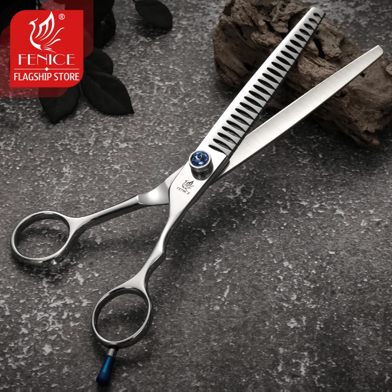 Fenice 7.0/7.5/8.0 inch Professional Dogs Positionable Chunker Grooming Scissors Thinning Shears for Dogs/Cats Thinning Rate 80% dog grooming scissors