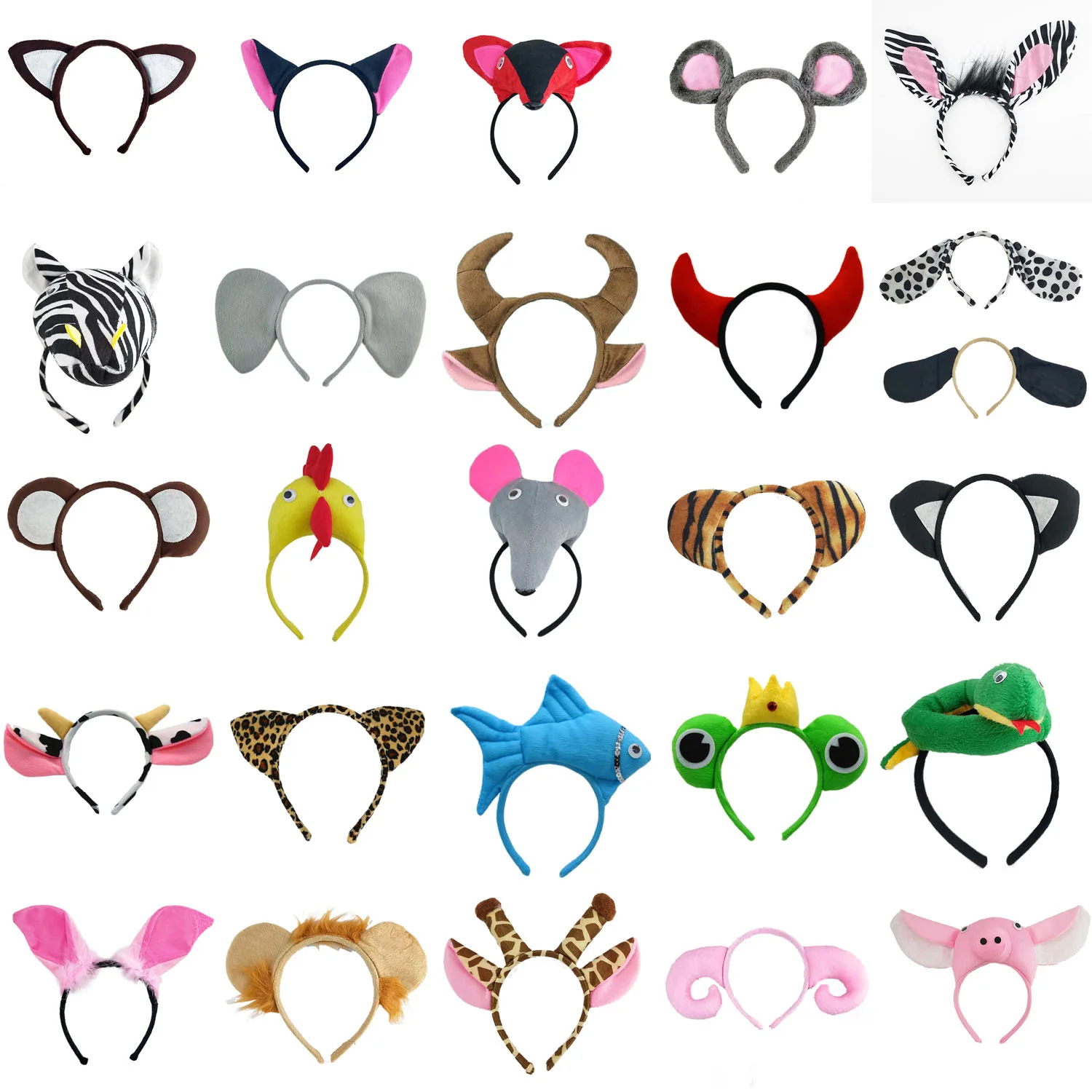 

Adult Kids Party Plush Women Animal Ears Headband Birthday Gift Cartoon Hair Bands Snake Cow Zebra Halloween Costume Cosplay