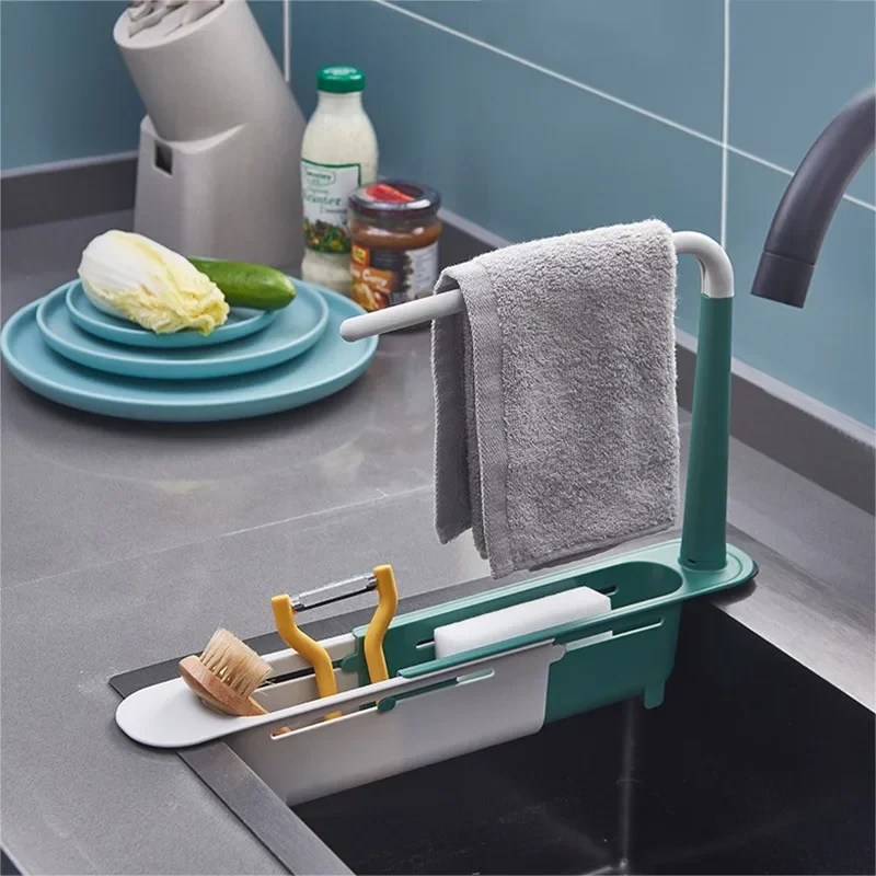 

Kitchen Telescopic Sink Shelf Organizer Soap Sponge Drain Rack Storage Basket Faucet Holder Adjustable Bathroom Holder Sink New