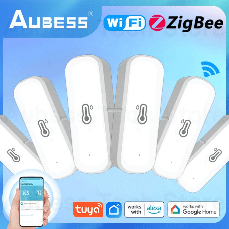 AUBESS Tuya ZigBee/WiFi Temperature Humidity Sensor Home Connected