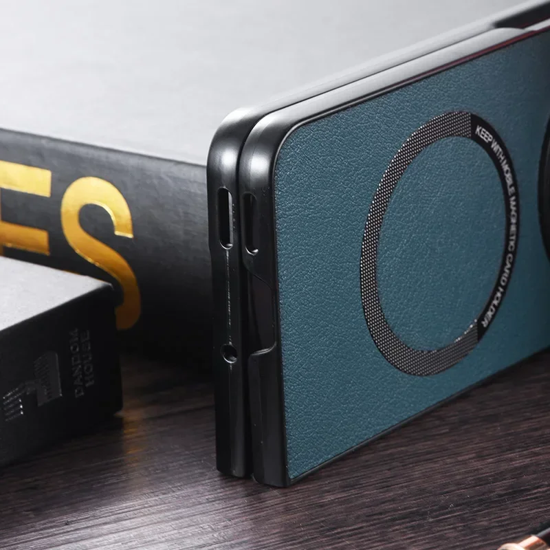 Magnetic PU Leather + TPU Protective Back Wireless Charging Phone Cover
