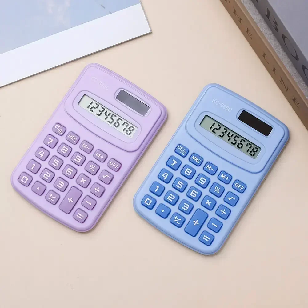 Small Solar Calculator Portable Calculator Cute 8 Digits LCD Electronic Home Office Calculator for Kid Primary School Calculator - 3
