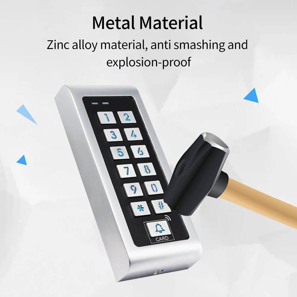 Tuya Smart WiFi Zinc Alloy Keypad Access Control System with Backlit RFID & Toggle/Interlock Modes, IP65 Standalone Door Control