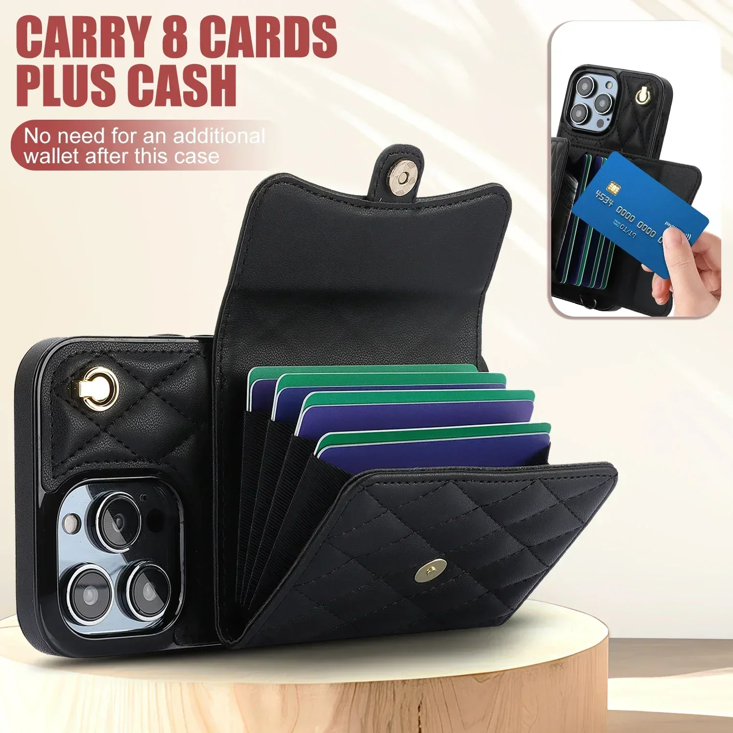 Elegant Leather Wrist Strap Crossbody Wallet with Card Holder