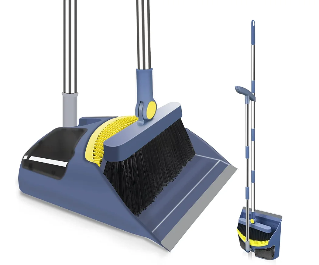 Hibaby Broom and Dustpan Set for Home with Long Handle, 55" Broom with