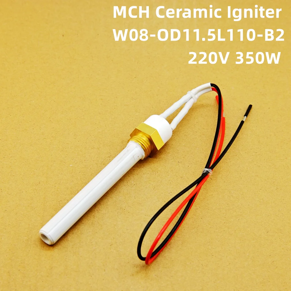 220V350W Ceramic Igniter for Pellet Stove Heating Tube Spark Plug for Wood Pellet Stove 11.5x6.5x110mm ignition electrode