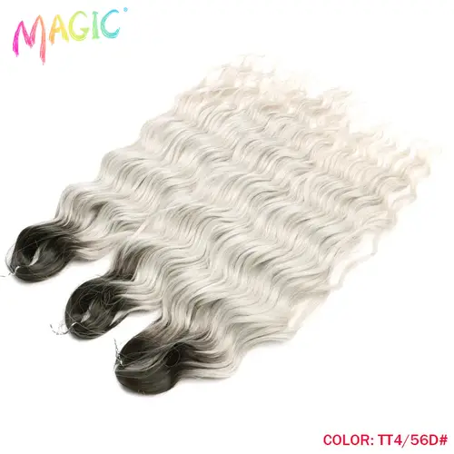 Anna Synthetic Hair 24 Inch Water Wave Braiding Hair Extensions Ombre Blonde Deep Wave Afro Curl Twist Crochet Hair for Women - Image 29