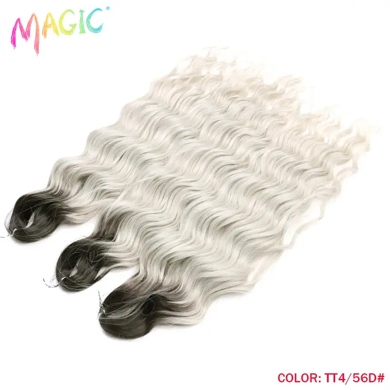 Anna Synthetic Hair 24 Inch Water Wave Braiding Hair Extensions Ombre Blonde Deep Wave Afro Curl Twist Crochet Hair for Women - Image 29