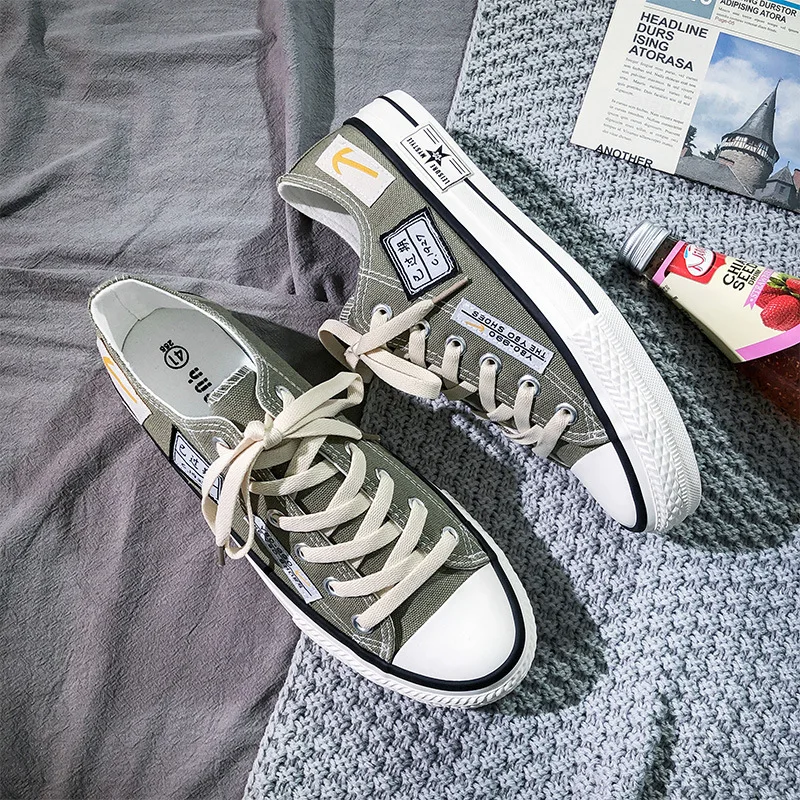 Summer Breathable Low-top Canvas Men's Shoes 2026 New Casual Korean Trendy Graffiti Sport Student Vulcanized Shoes Rubber Sole 4