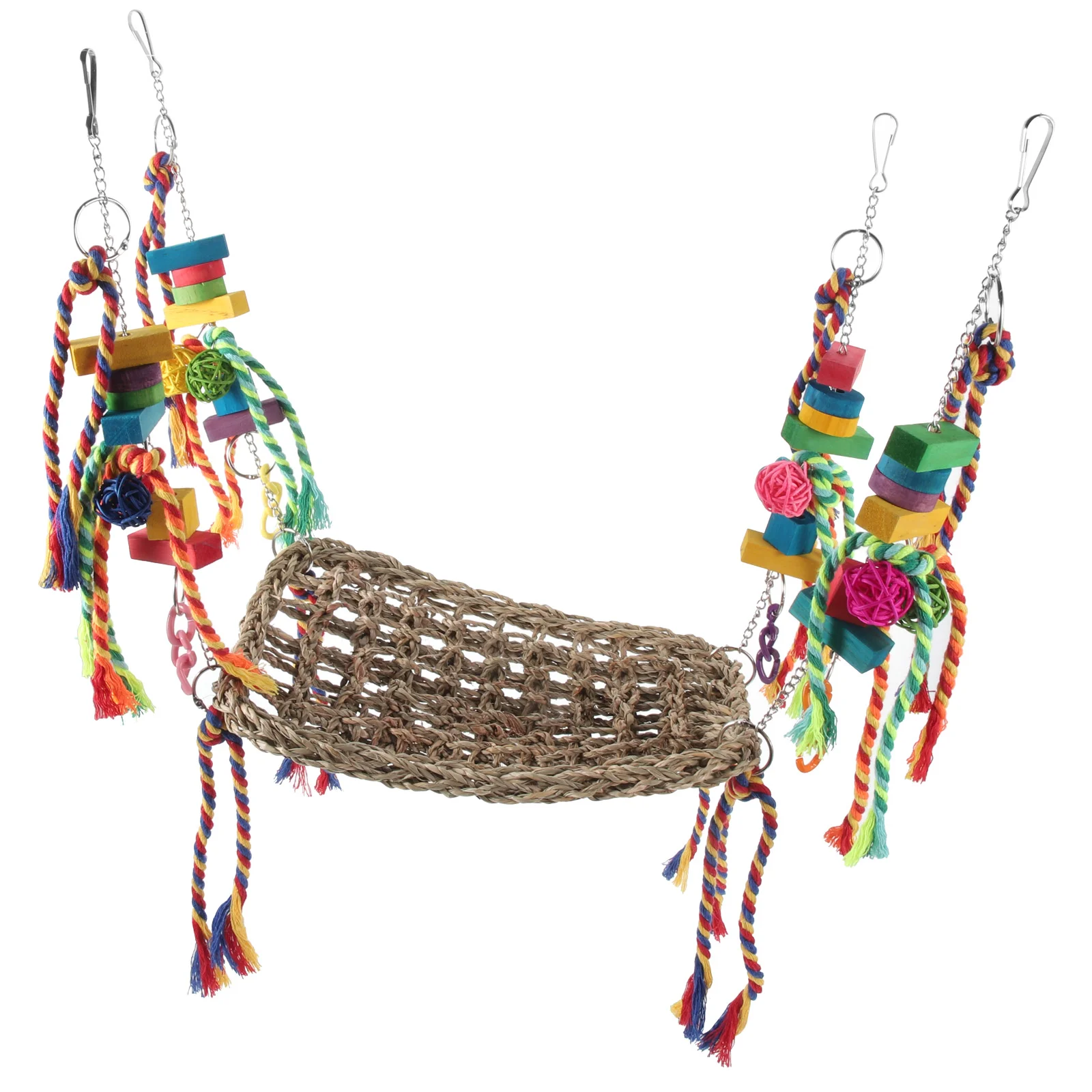 

Parrot Toy Bird Hammock for Cockatiels Decorative Pet Chinchilla Chewing Hamster Mat Wooden Squirrel Net Cage Toys
