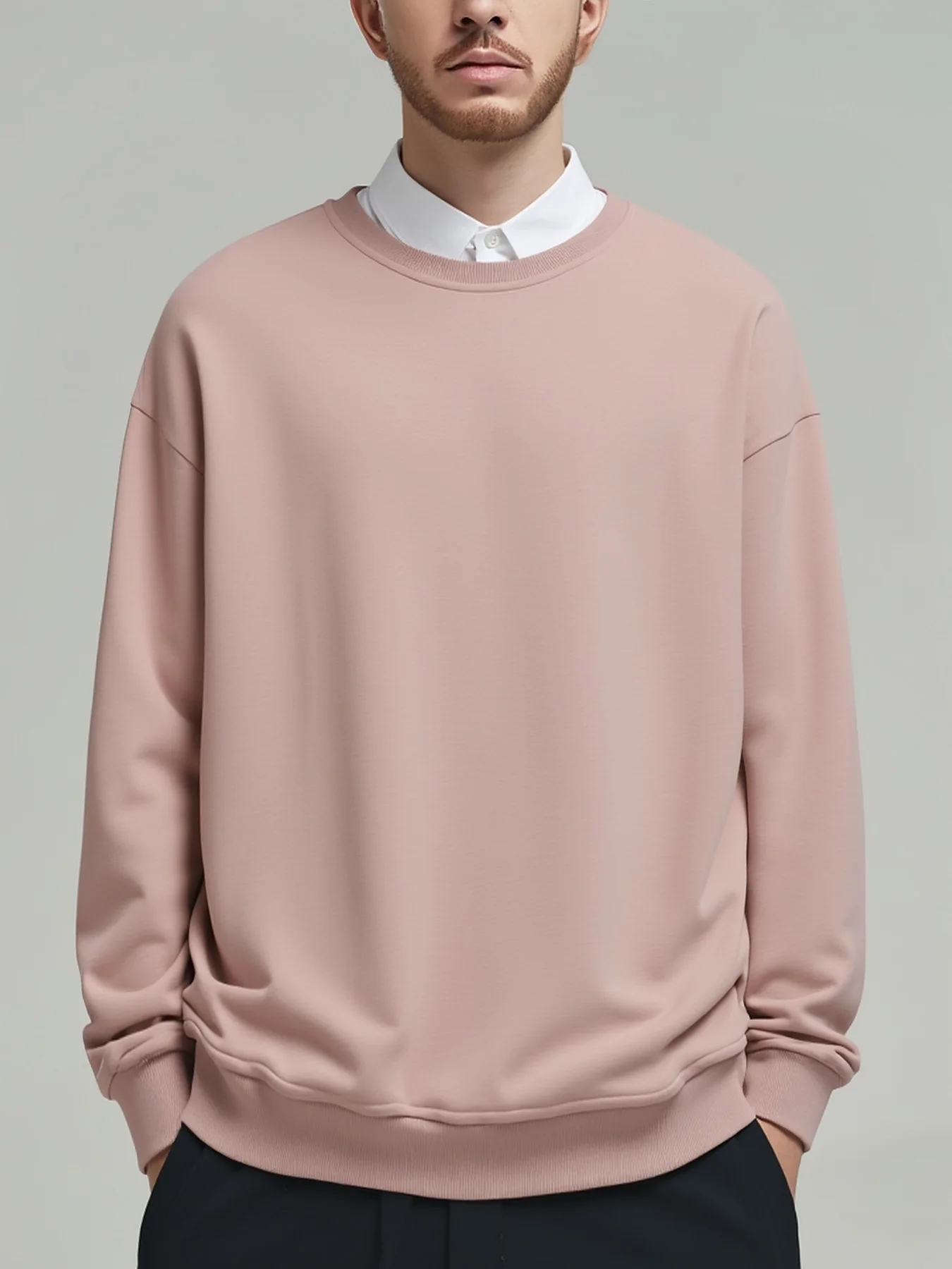 10.6oz 300gsm cotone Pullover maglione uomo tinta una manica lunga girocollo t-shirt senza cappuccio primavera autunno cappotto donna  200000343